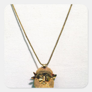 Pegatina Cuadrada Pendante con la cabeza del dios del río Aquelous