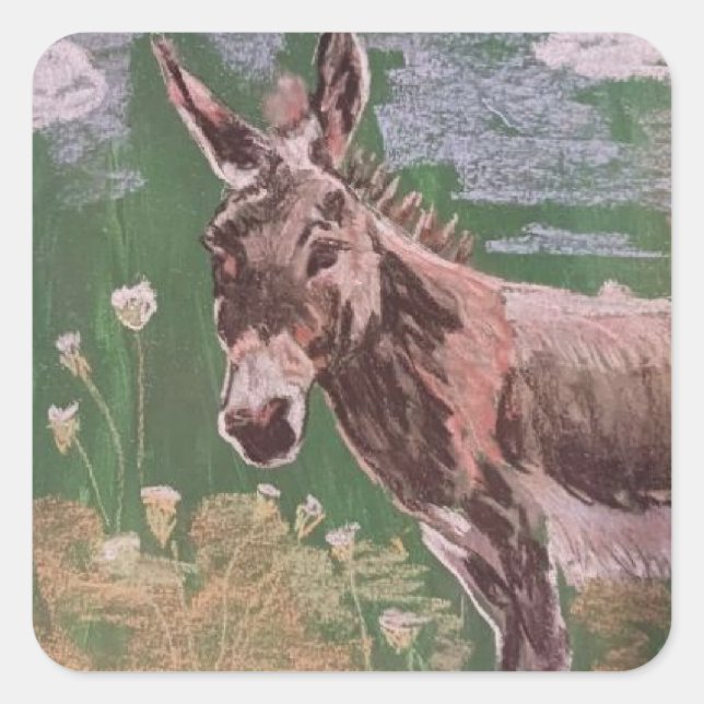 Pegatina Cuadrada Penelope el burro (Anverso)