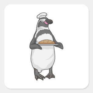 Pegatina Cuadrada Penguin Baker Bread