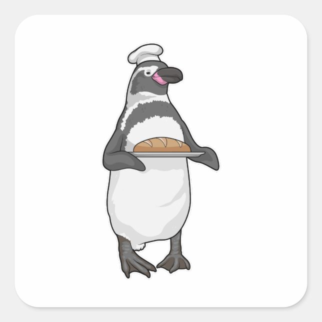 Pegatina Cuadrada Penguin Baker Bread (Anverso)
