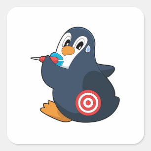 Pegatina Cuadrada Penguin Darts Dart Dartboard