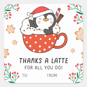 Pegatina Cuadrada Penguin gracias a Latte