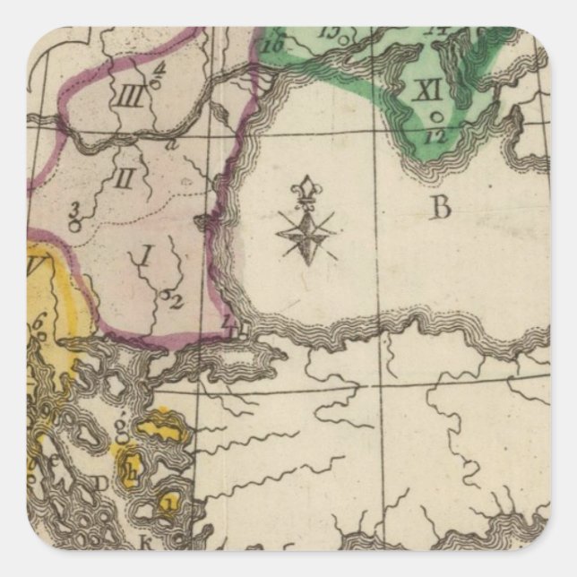 Pegatina Cuadrada Península balcánica 3 (Anverso)