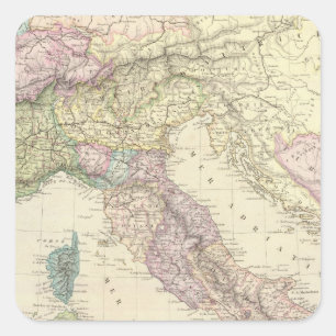 Pegatina Cuadrada Península balcánica, Italia, Eslovenia 2