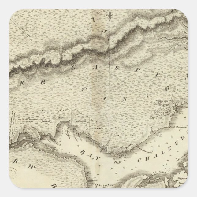 Pegatina Cuadrada Península de Gaspe (Anverso)