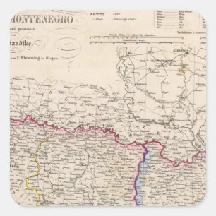 Pegatina Cuadrada Península de los Balcanes, Turquía, Bosnia