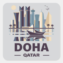 Pegatina Cuadrada Península de Qatar en Doha