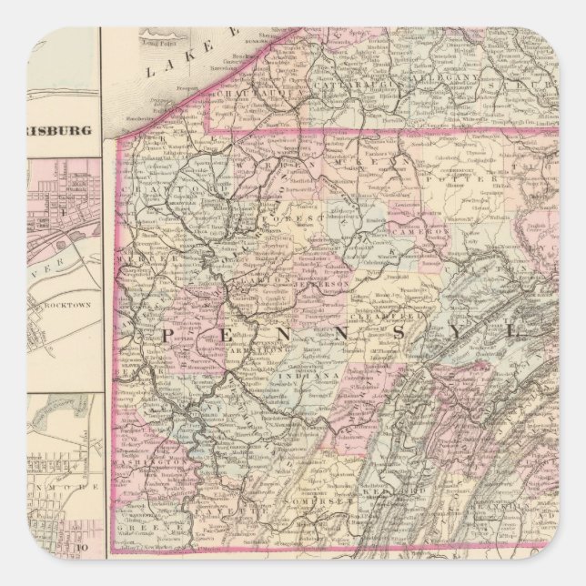 Pegatina Cuadrada Pennsylvania 4 (Anverso)