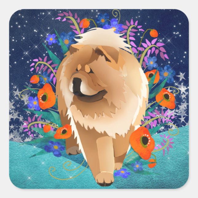 Pegatina Cuadrada PENNY 4 UR THOUGHTS Estrellas Chow - elegir tamaño (Anverso)