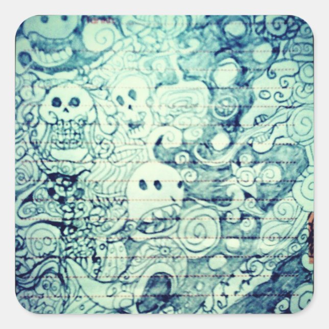 Pegatina Cuadrada pensador imaginativo de yaie anime manga (Anverso)