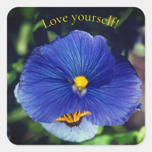 Pegatina Cuadrada pensamiento azul viola