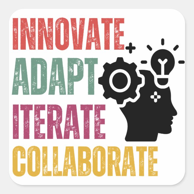 Pegatina Cuadrada Pensamiento positivo de los principios básicos de  (Anverso)