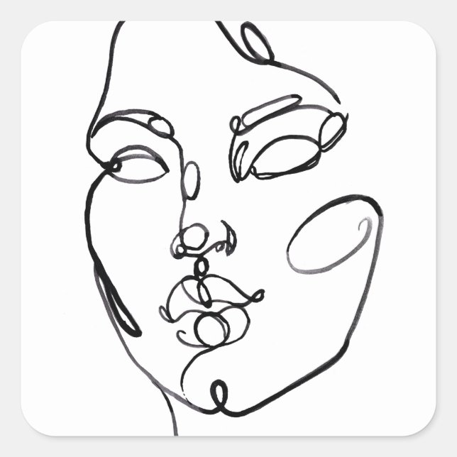 Pegatina Cuadrada Pensamientos lineales - cara (Anverso)