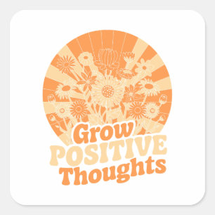 Pegatina Cuadrada Pensamientos positivos de crecimiento - Floral Ins