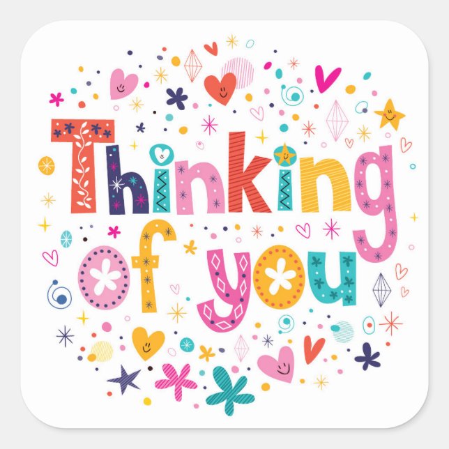 Pegatina Cuadrada Pensando En Ti (Anverso)