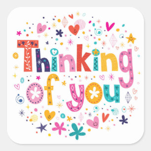 Pegatina Cuadrada Pensando En Ti