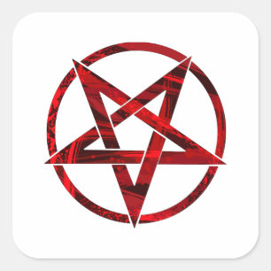 Pegatina Cuadrada Pentagram del diablo Rojo
