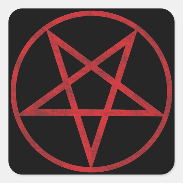 Pegatina Cuadrada Pentagram rojo (Anverso)