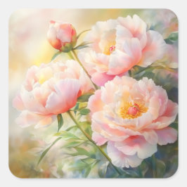 Pegatina Cuadrada Peonies