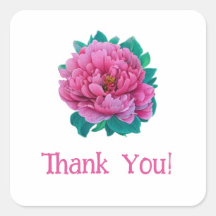 Pegatina Cuadrada Peony Flower