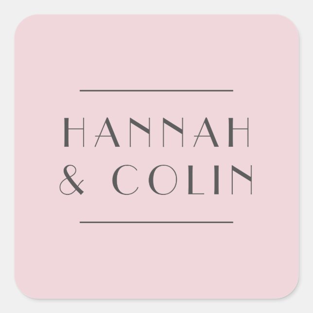 Pegatina Cuadrada Peony Modern, un Rosa polvoriento romántico (Anverso)