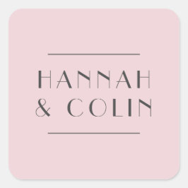 Pegatina Cuadrada Peony Modern, un Rosa polvoriento romántico