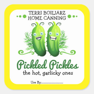 Pegatina Cuadrada pepinillos pepino pepino liofilizado personalizado
