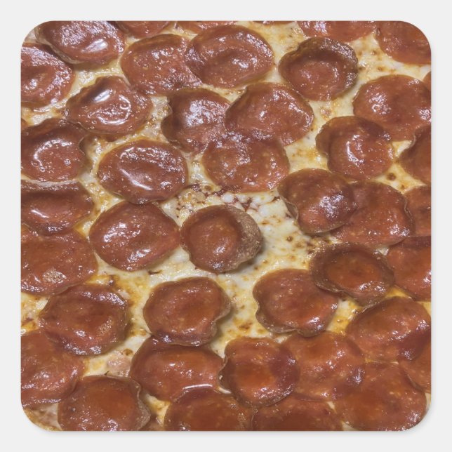 Pegatina Cuadrada Pepperoni Pizza (Anverso)