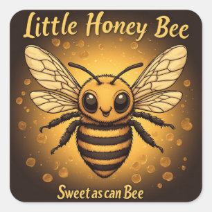 Pegatina Cuadrada Pequeña abeja de miel para apicultores y amantes d