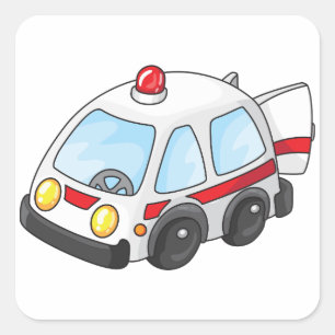 Pegatina Cuadrada Pequeña Ambulancia