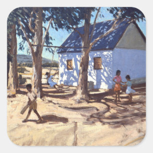 Pegatina Cuadrada Pequeña casa blanca Karoo Sudáfrica