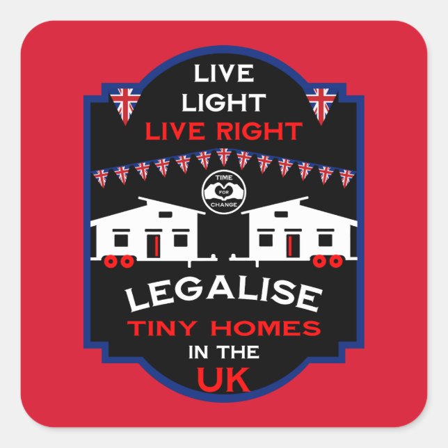 Pegatina Cuadrada Pequeña Casa Reino Unido (Anverso)