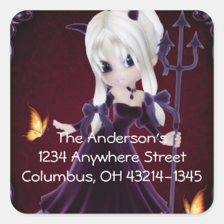 Pegatina Cuadrada Pequeña Cookie Devil Chica Diseño 7