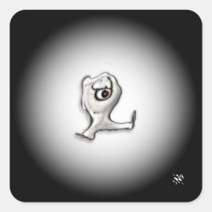 Pegatina Cuadrada Pequeña cosa enojada de un ojo v2