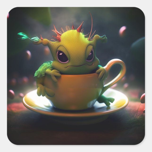 Pegatina Cuadrada Pequeña Criatura (Anverso)