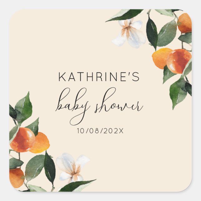 Pegatina Cuadrada pequeña ducha de bebé cutáneo (Anverso)