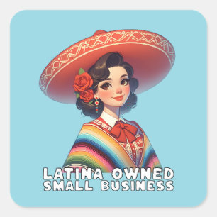 Pegatina Cuadrada Pequeña empresa de propiedad de Latina