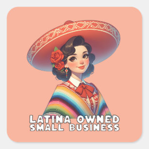Pegatina Cuadrada Pequeña empresa de propiedad de Latina