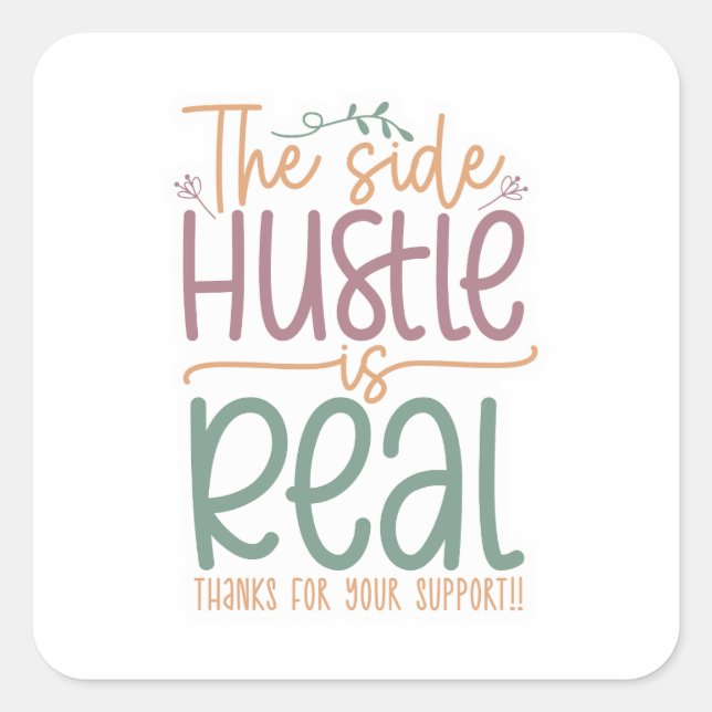 Pegatina Cuadrada Pequeña Empresa Gracias A Los Pegatinas (Anverso)