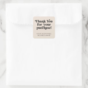Pegatina Cuadrada Pequeña Empresa Gracias Por Su Compra Personalizad