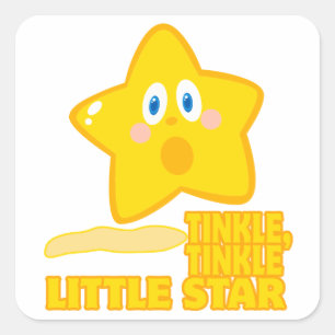 Pegatina Cuadrada pequeña estrella de tinkle divertida