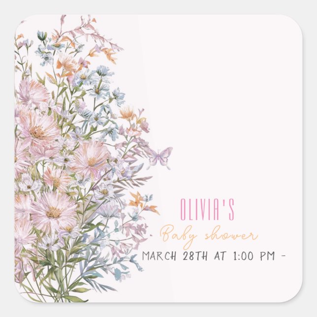 Pegatina Cuadrada Pequeña flor silvestre en flor #3 (Anverso)