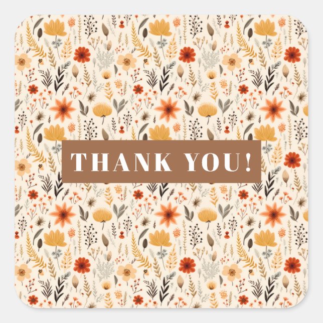 Pegatina Cuadrada Pequeña flor silvestre que cumple un cumpleaños (Anverso)