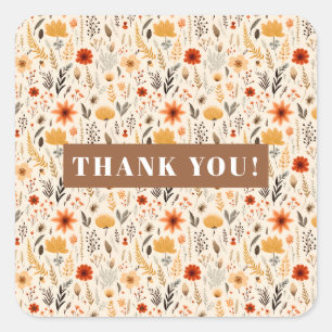 Pegatina Cuadrada Pequeña flor silvestre que cumple un cumpleaños