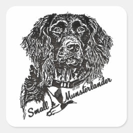 Pegatina Cuadrada Pequeña Munsterlander (logotipo)