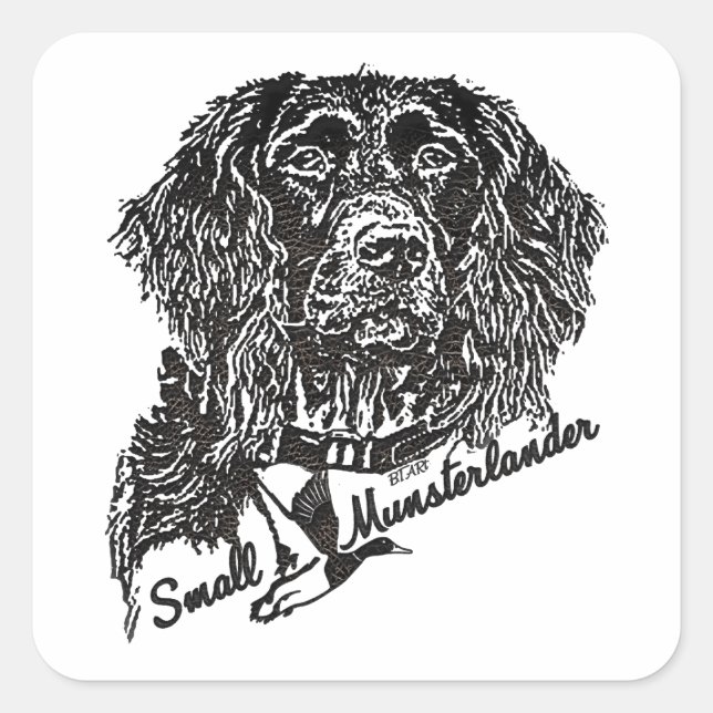 Pegatina Cuadrada Pequeña Munsterlander (logotipo) (Anverso)