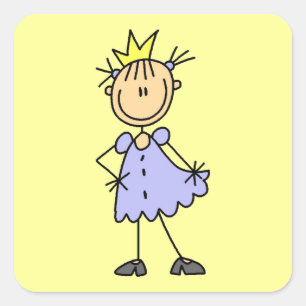 Pegatina Cuadrada Pequeña Princesa con corona