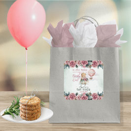 Pegatina Cuadrada Pequeña Princesa Osa Bearly Wait Chica Baby Shower