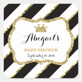 Pegatina Cuadrada Pequeña Princesa Pegatina, negra, falsa Purpurina