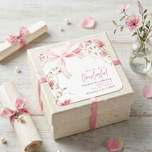 Pegatina Cuadrada Pequeña Señorita Onederful Cumpleaños 1 Coquette L